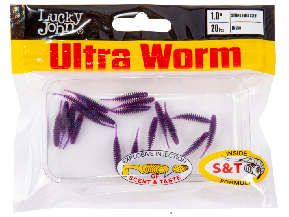 Слаги съедобные искусственные Lucky John ULTRAWORM 1 in (25 мм), цвет S63, 20шт.