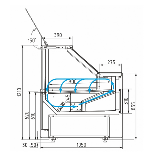 Холодильная витрина CARBOMA BAVARIA 3 GC111 VV 1,25-1 динамика газлифт без боковин