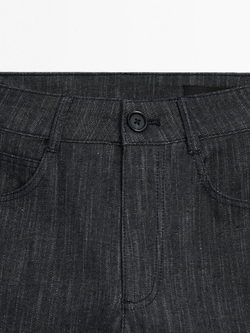 Massimo Dutti Брюки прямого кроя из смесового хлопка с меланжевым узором, меланжево-синий