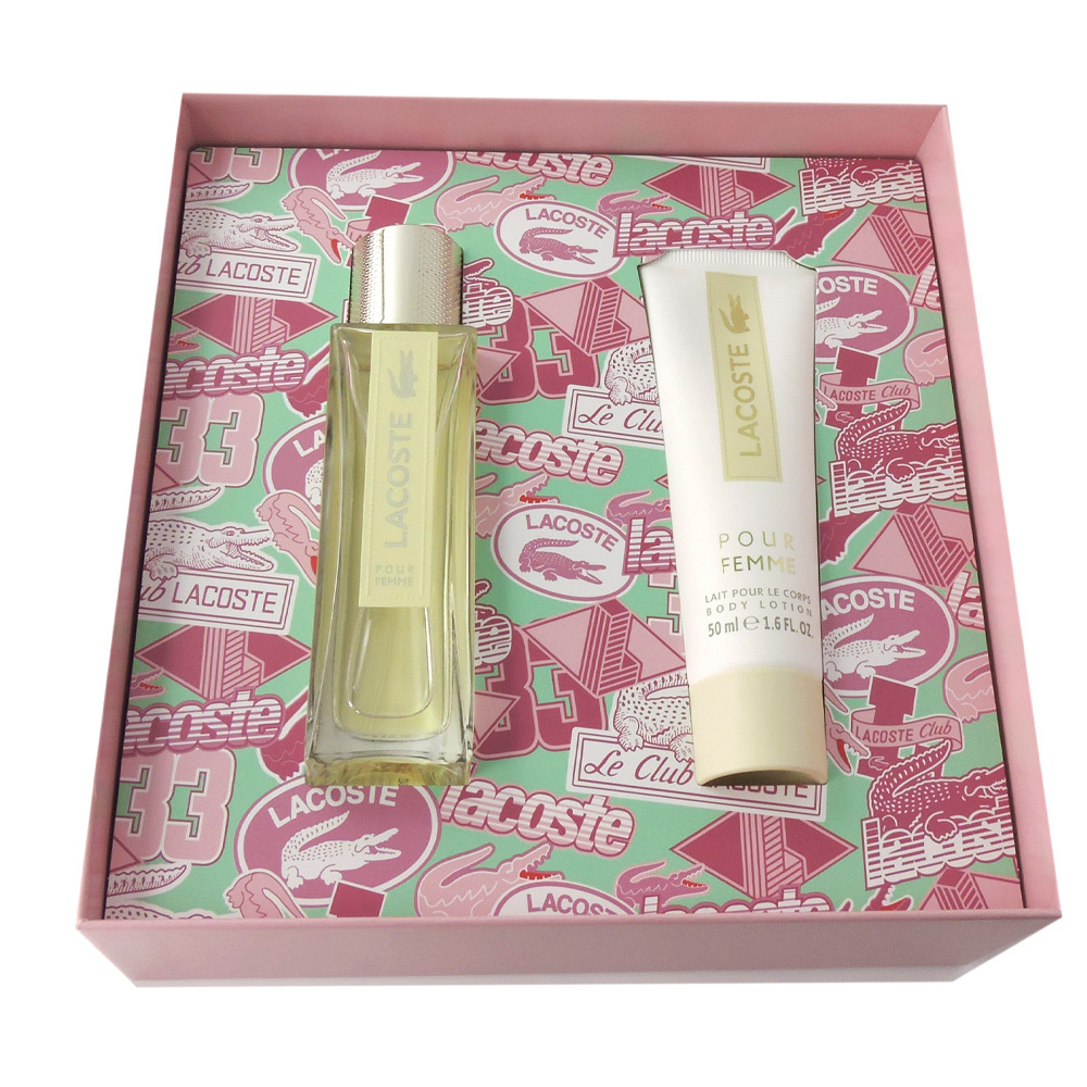 Lacoste Pour Femme w set(edp 50+b/l 100) — парфюмерный подарочный набор для женщин.