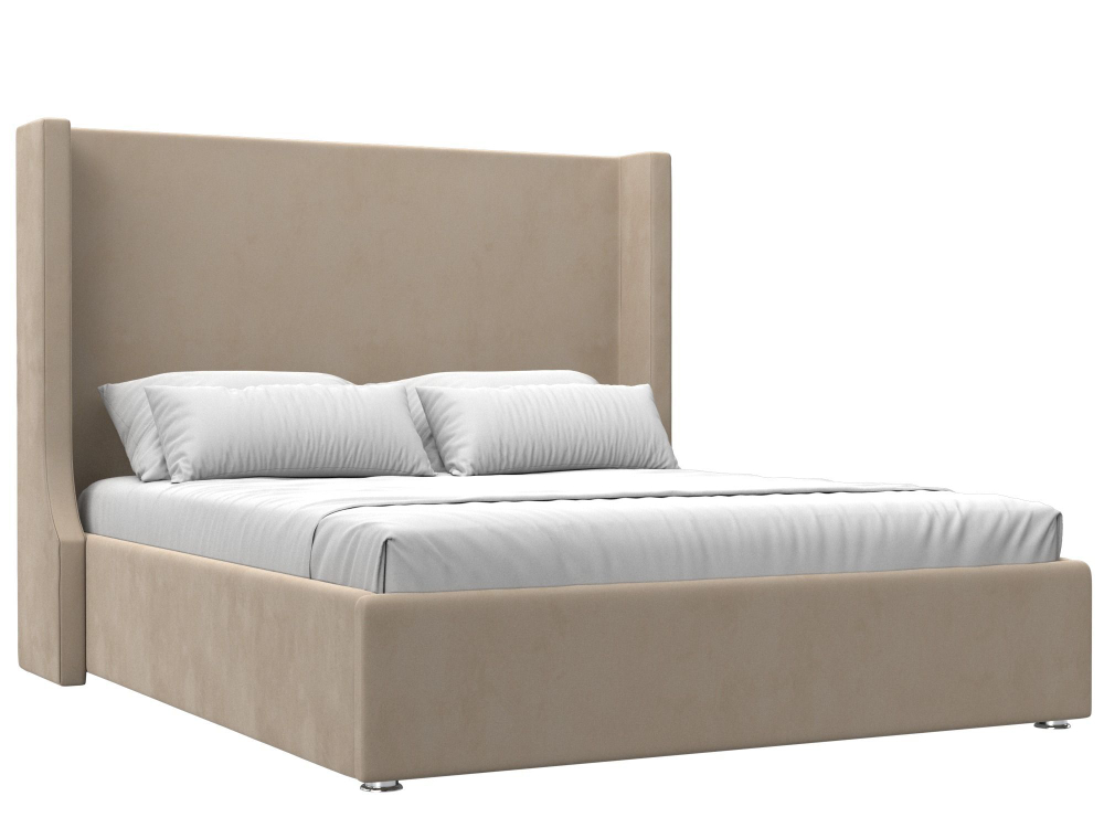 Кровать интерьерная Ларго 160, Бежевый, Велюр, 101317
