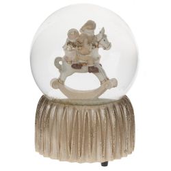 GAEM Фигурка декор в стекл шаре "Дед Мороз на лошадке" (муз с ключ), D 9 см, L9,5 W9,5 H14 см