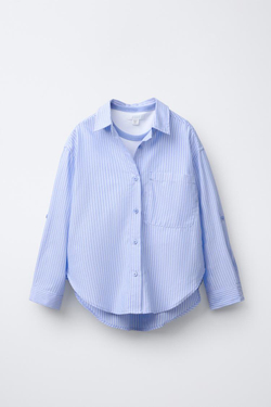 ZARA РУБАШКА В ПОЛОСКУ, СИНИЙ