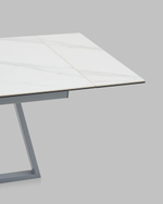 Стол Керас 120-180/80/75 столешница МДФ16/керамика Snow white подстолье металл серый