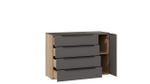 Комод для одежды с ящиками и полками Яблоня Беллуно/Графит софт 4 ящика 120х45х84 см