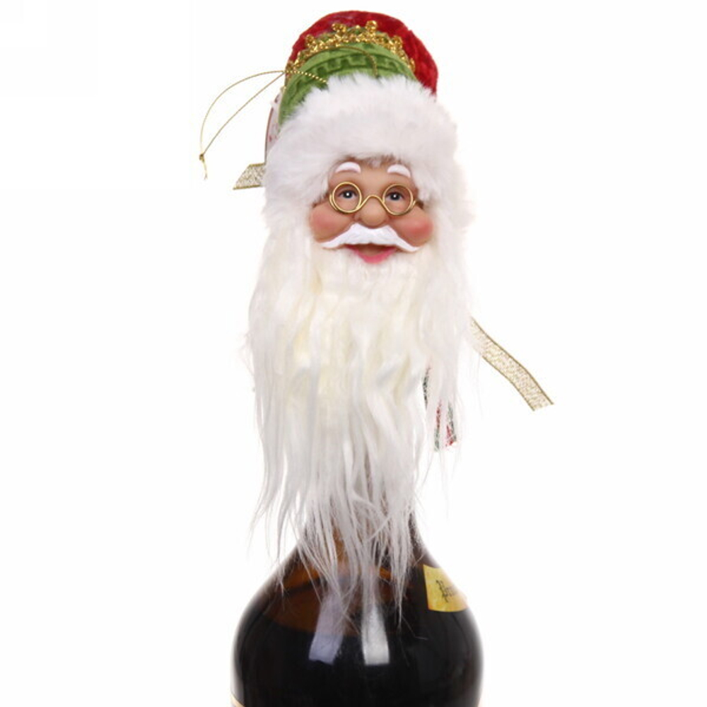 Украшение на бутылку «Дед Мороз» 15 см, нарядный колпачок