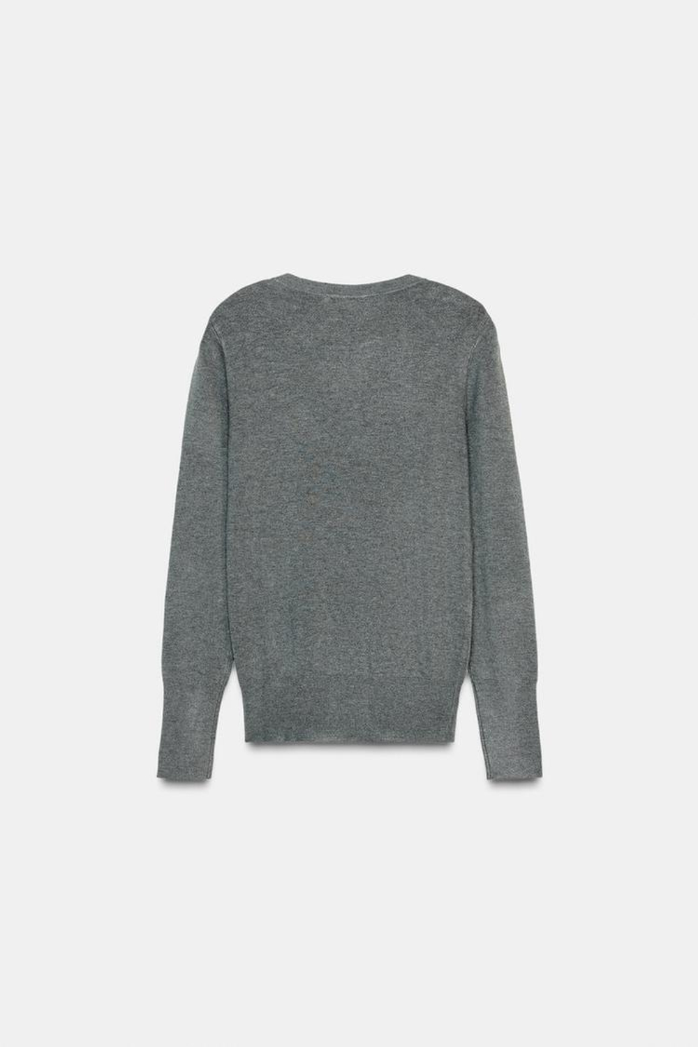 ZARA ВЯЗАНЫЙ СВИТЕР С ПУГОВИЦАМИ, СЕРЫЙ МЕЛАНЖ