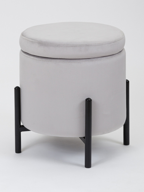 Пуф MyFar Фрэнк с ящиком светло-серый велюр MF1023-1