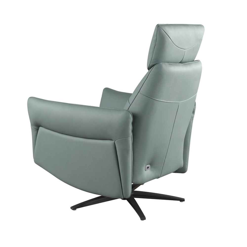 Вращающееся кресло-реклайнер 5174 из бирюзово-зелёной кожи