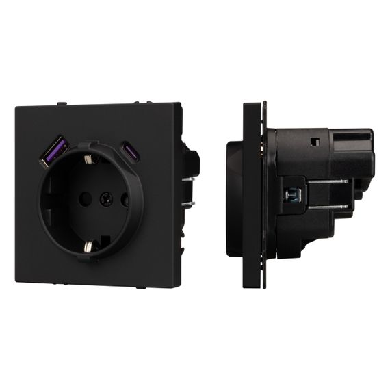Механизм розетки с USB зарядкой SCT-NOBE-MUAC-SFPL-BK (230V, 16A) Arlight 054285