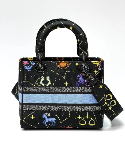 Сумка женская Dior Lady D-lite, модель среднего формата черный