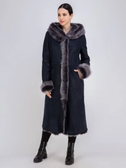 Дубленка зимняя натуральная с капюшоном длинная и теплая