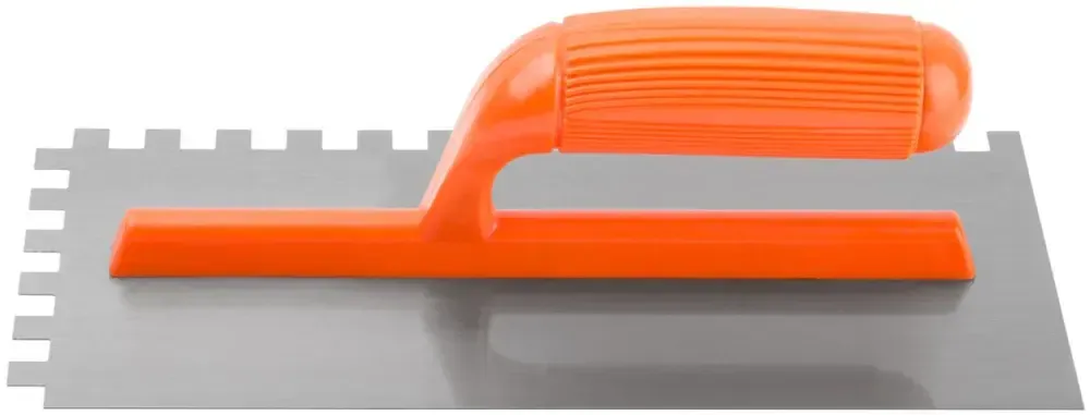 Гладилка стальная с пластиковой ручкой, 280х130 мм, зуб 10х10 мм, 05139