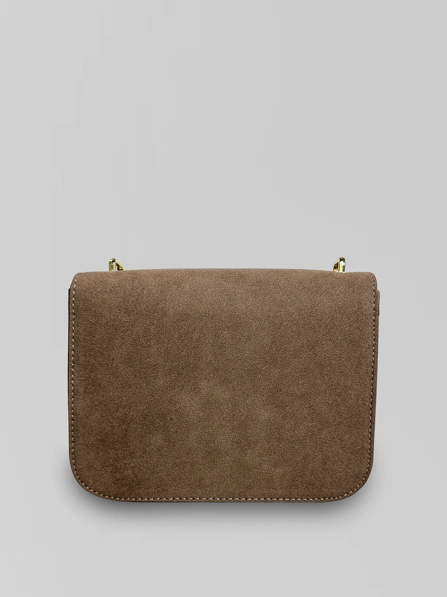 Сумка 1128 замшевая квадратной формы с золотой фурнитурой