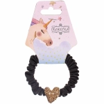 Резинка для волос 1шт «Франка», цвет черный, сердце золотое, d-5,5см