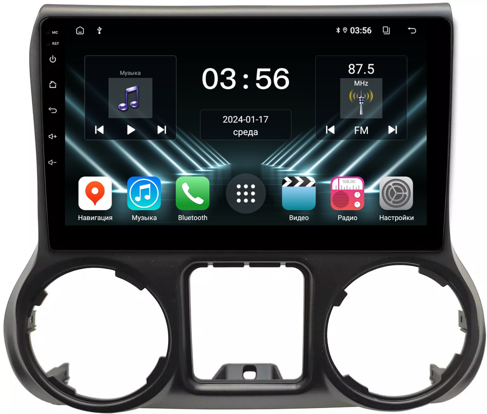 Магнитола для Jeep Wrangler 3 2010-2014 - FarCar DX3295M монитор 10.36" IPS на Android 13, 4+64Гб, CarPlay