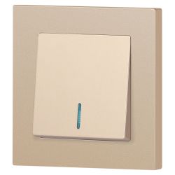 Выключатель Intro Accent 6-102-04 с подсветкой, 10А-250В, IP20, СУ, AL/CU, шампань