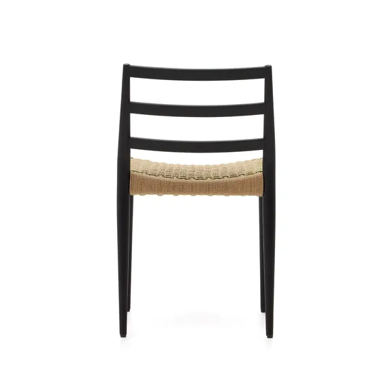Стул Analy из массива дуба с черной отделкой и сиденьем из 100% веревки