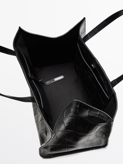 Massimo Dutti Большая сумка из кожи наппа, черный