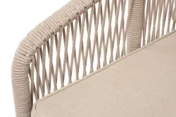 "Канны" кресло плетеное из роупа, каркас алюминий белый муар, роуп бежевый круглый, ткань бежевая 15052