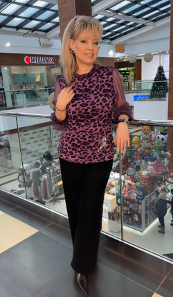 Комбинированный авсрийский блузон с шифоновыми рукавами