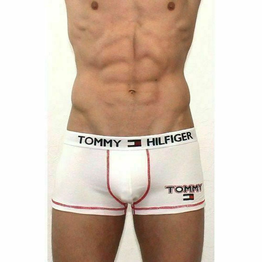 Мужские трусы боксеры белые с белой резинкой Tommy Hilfiger White