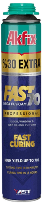 Пена монтажная "Akfix" Fast PRO 70, (1000гр/850мл/12шт)