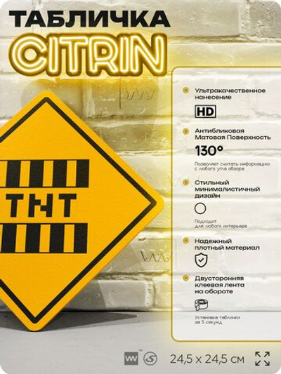 Табличка декоративная "Майнкрафт, Динамит, Minecraft" на дверь и стену, прикольная штука в подарок геймеру, декоративный знак, 24,5х24,5 см, Айдентика Технолоджи