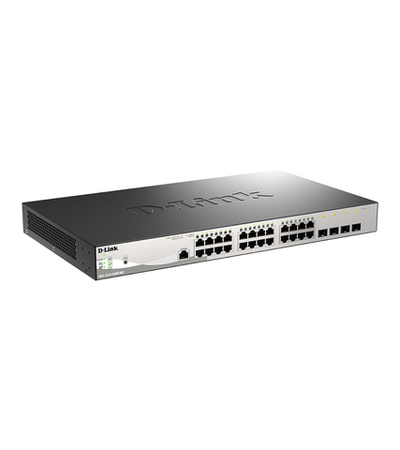 Коммутатор D-Link PROJ Managed L2 Metro Ethernet Switch 24x1000Base-T PoE, 4x1000Base-X SFP, PoE Budget 370W, Surge 6KV, CLI, RJ45 Console, Dying Gasp