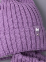 Шапка для девочки осенняя c ушками и снуд