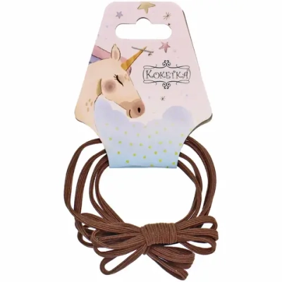 Резинки для волос 2шт «МАРЦИПАН ФЛО», цвет темно - коричневый, d-5,5см (подвес кокетка Единорог)