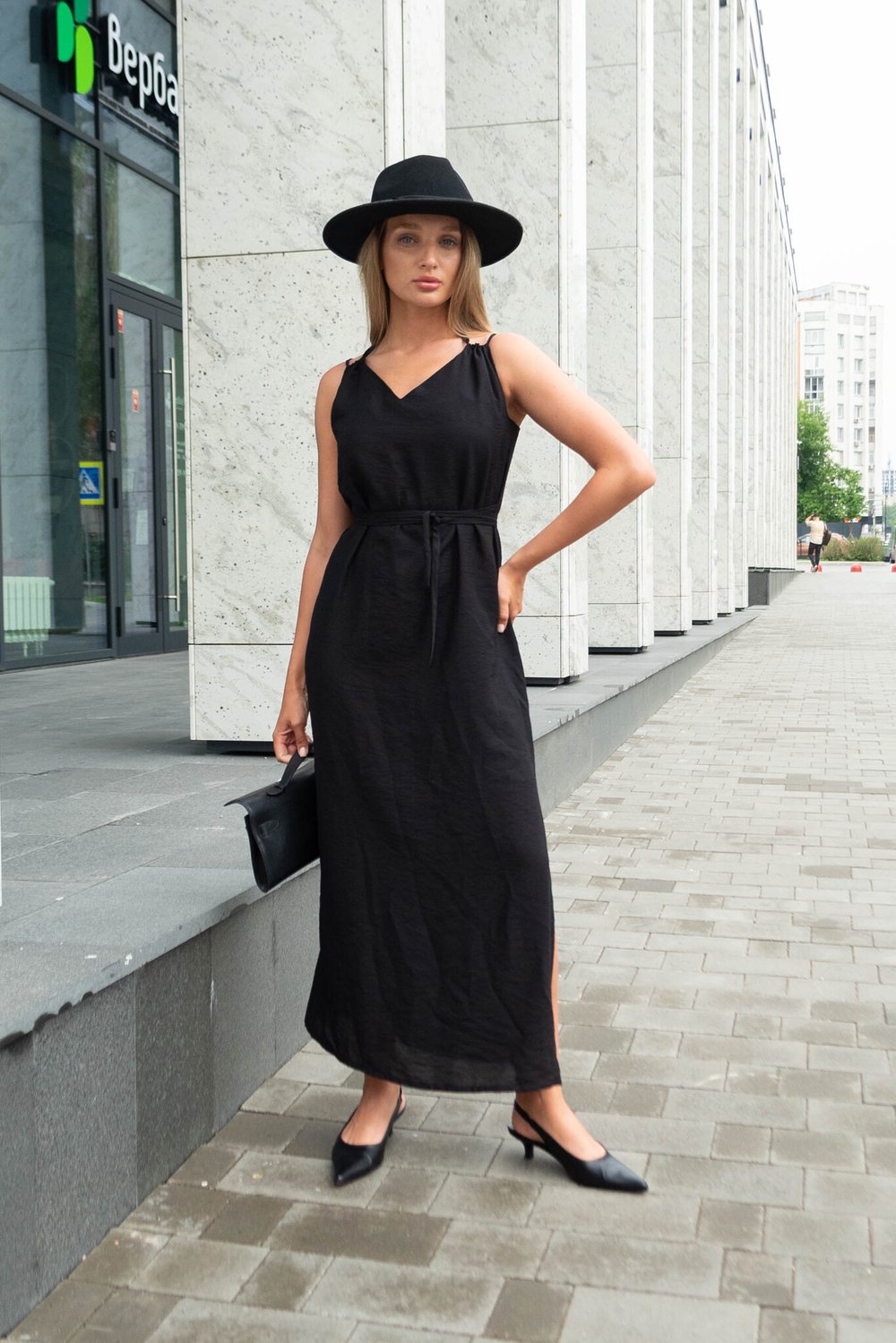 Сарафан черный из вискозы