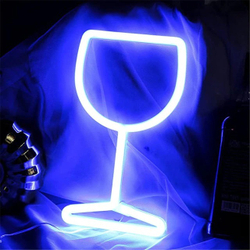 Световая фигура "Бокал вина" синий 15х27 см
