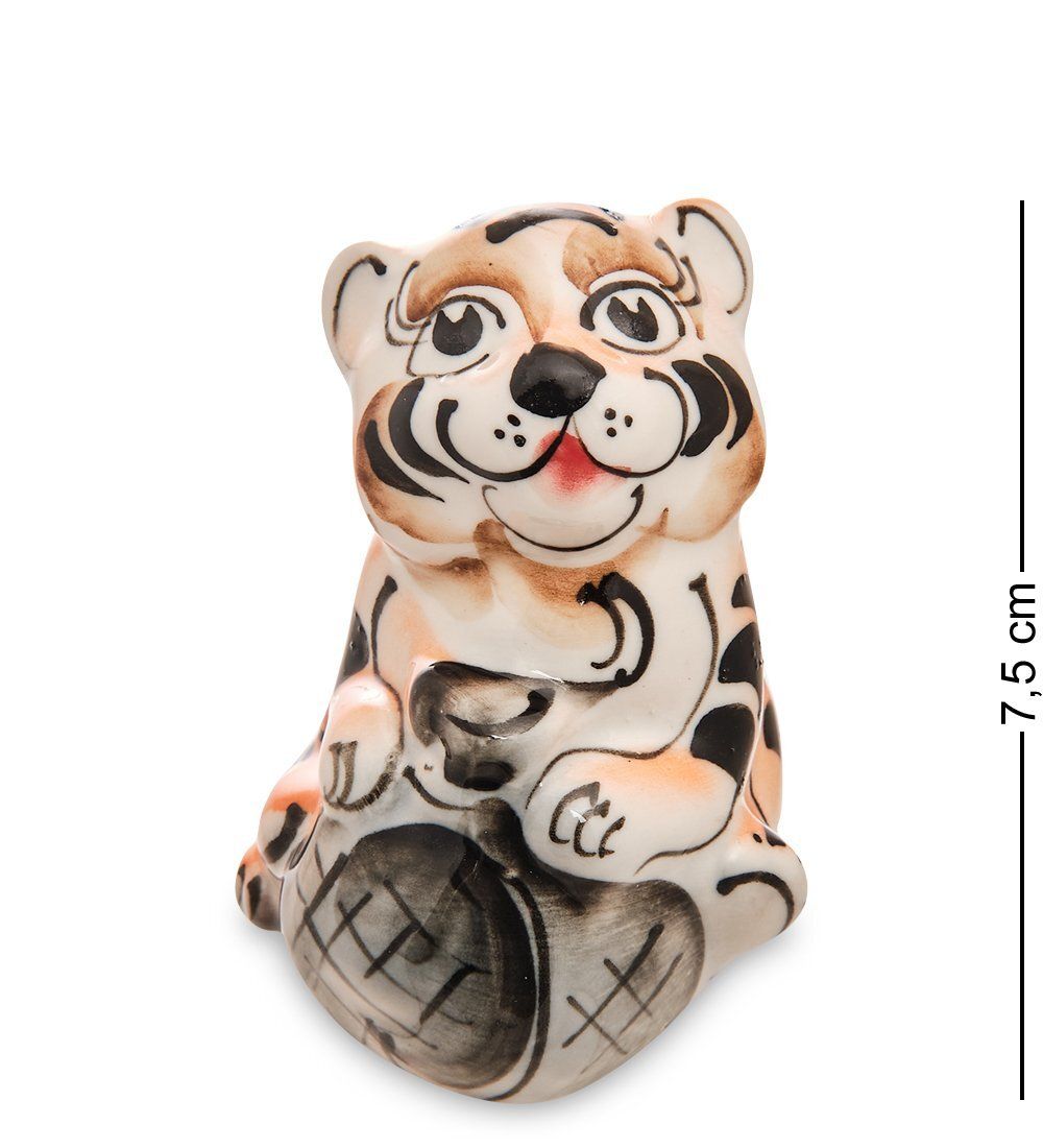 ГЛ- 040 Фигурка «Тигренок с мешком» цв. (Гжельский фарфор)