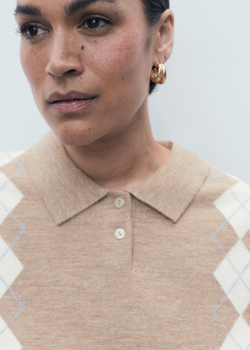 Свитер с воротником поло и узором «ромбы»