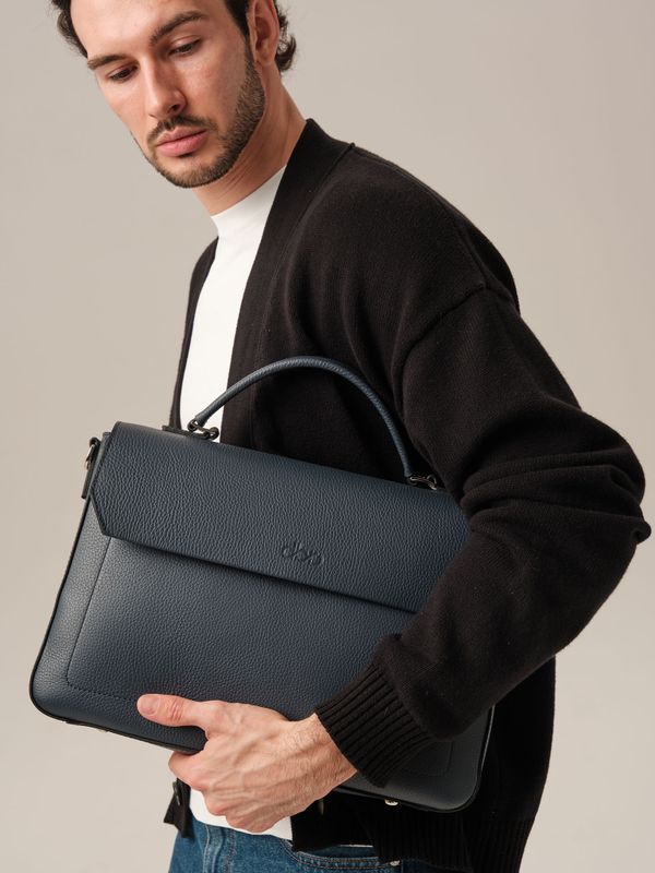 Мужская кожаная сумка Levi DBR 7115 насыщенный синий