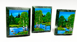 Настольное каменное панно" Времена года" 9-7-3.5см вес 160гр.