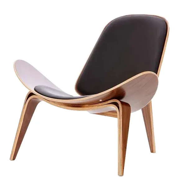 Кресло Shell, орех с черным сиденьем