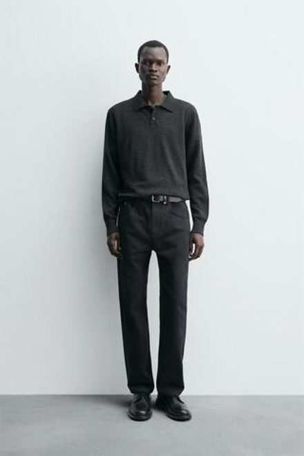 ZARA ПОЛО ИЗ ШЕРСТИ, СЕРЫЙ МЕЛАНЖ