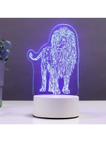 Светильник 3D ночник RISALUX «Лев», LED RGB, от сети, 9.5×13