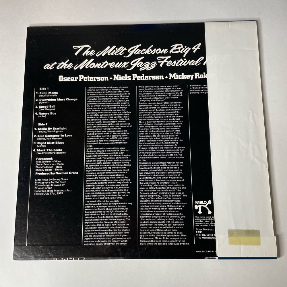 Винтажная виниловая пластинка LP The Milt Jackson Big 4 At The Montreux Jazz Festival 1975 (Japan 1975) (Obi) Nature Boy