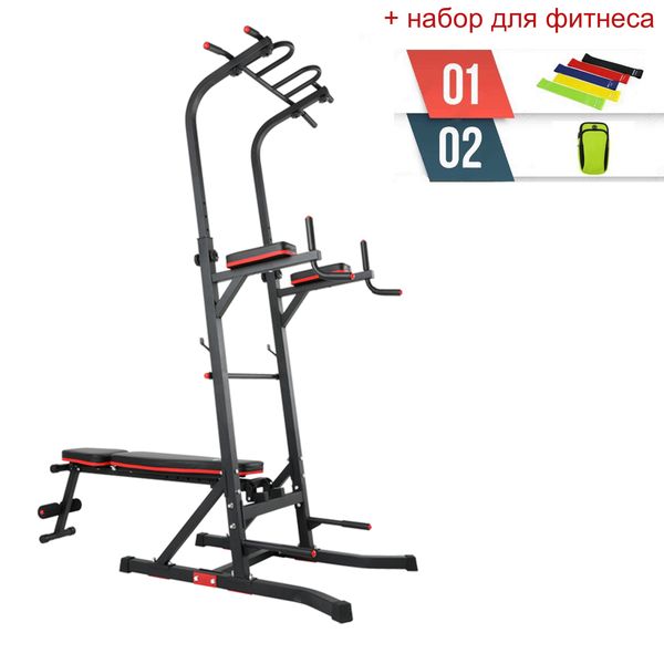 Турник-пресс-брусья со скамьей UNIX Fit POWER TOWER 150P