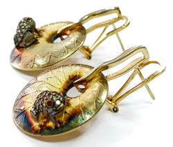 Серьги ювелирные из серебра 925 пробы,позолота,вставка рубин настоящий,фианиты