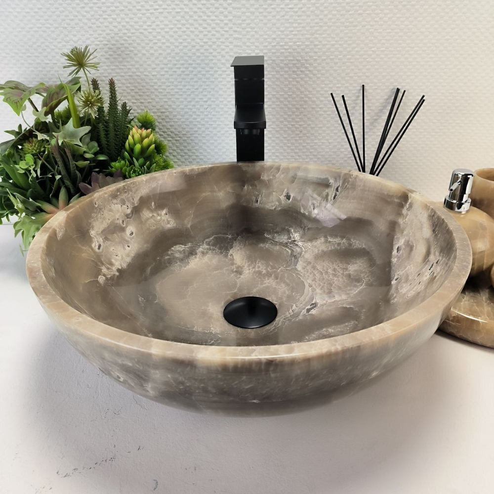 Каменная раковина из оникса Bowl Grey Medium TinLip BO-02931 (45*45*15) 43
