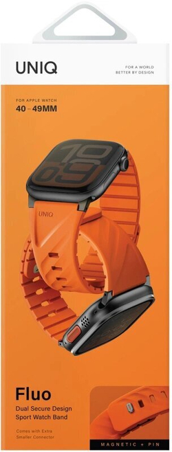 Ремешок Uniq FLUO Silicone Rubber для Apple Watch 44/45/49мм, Volt Orange (49-40MM-FLUOVORG)
