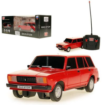 Модель пласт. на РУ "Lada Ваз-2104" 18см. свет, красный, на бат., в коробка 2104-18L-RD (Техно