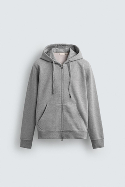 ZARA ТОЛСТОВКА НА МОЛНИИ С КАПЮШОНОМ HEAVYWEIGHT ORIGINS,СЕРЫЙ МЕЛАНЖ
