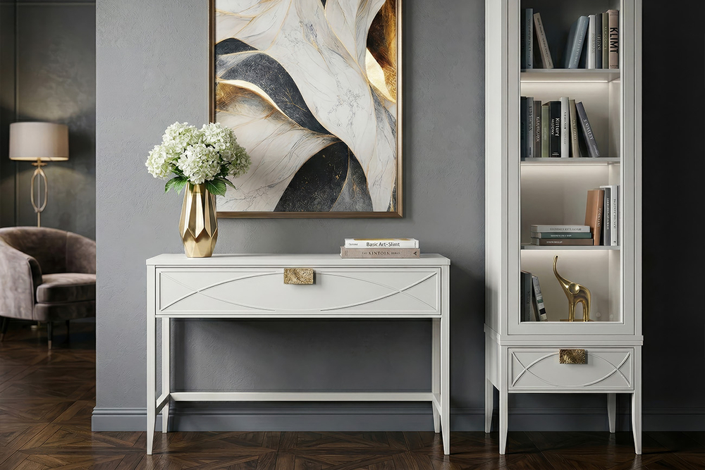Консоль Garda Decor бежевая 1 ящик 100*80*40 см