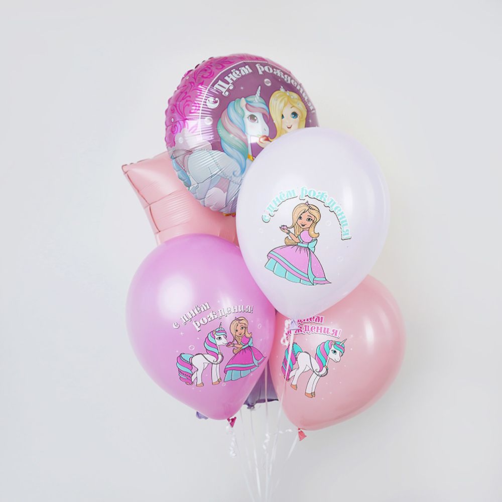 Шар (18"/46 см) Круг, Принцесса Мия и единорог СДР
