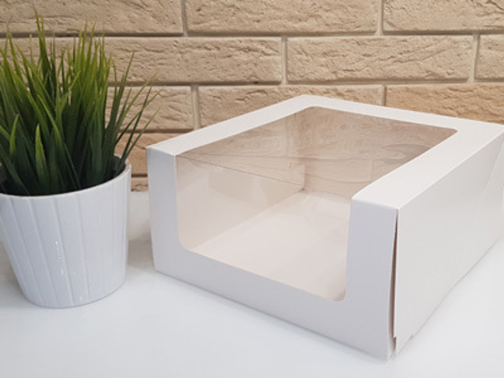 Коробка БЕЛАЯ с панорамным окном 21х21х10 см